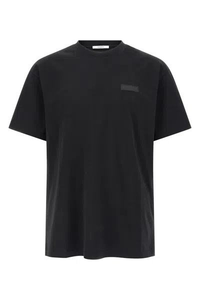 Givenchy Black Crewneck T-shirt With Logo Patch On The Front In Cotton Man In Black