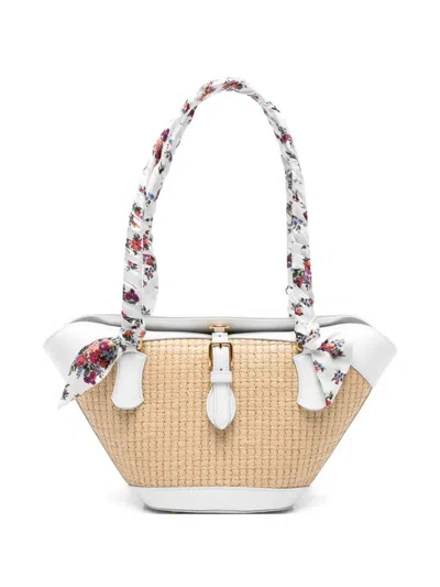 Dolce & Gabbana Borsa A Spalla Coffa Capri In Rafia Con Stampa Floreale Dolce E Gabbana In White