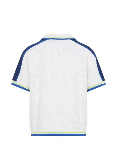 Casablanca Contrasting Trims Chest Pocket Logo-embroidered Short-sleeve Button-up Shirt In White