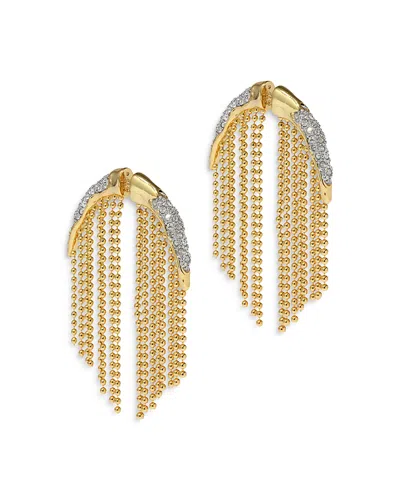 Alexis Bittar Solanales Crystal Fringed Front To Back Earrings In Gold