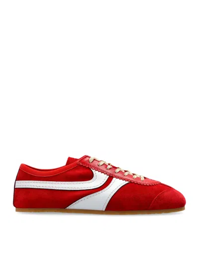 Dries Van Noten 70s Marathon Spirit Suede Low-top Sneakers In Red