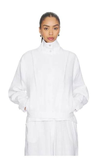 Aexae Linen Bomber Jacket In White