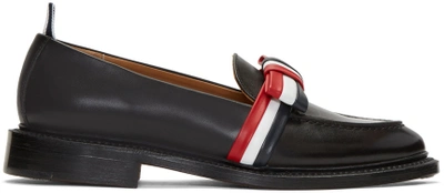 Shop Thom Browne Black Bow Loafers