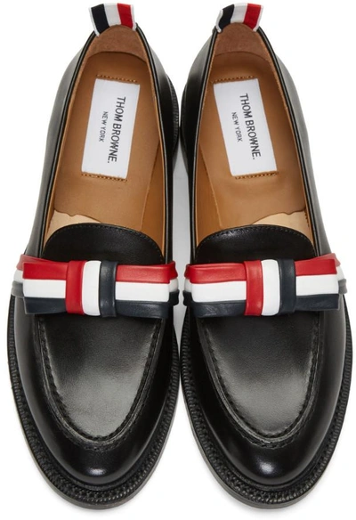 Shop Thom Browne Black Bow Loafers