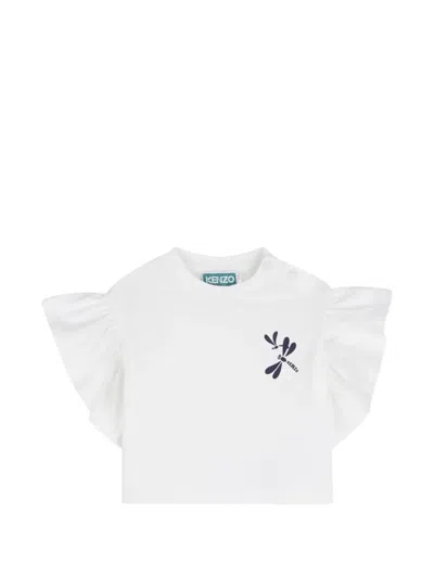 Kenzo Ruffled Dragonfly-print Set In White