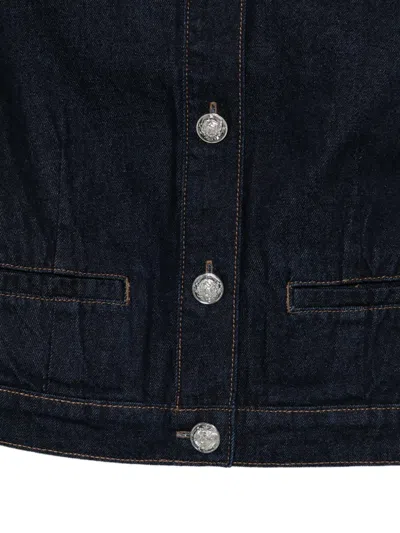Dkny Button-embellished Denim Jacket In Blue