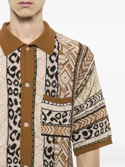 Laneus Patterned Knitted Shirt In Multi