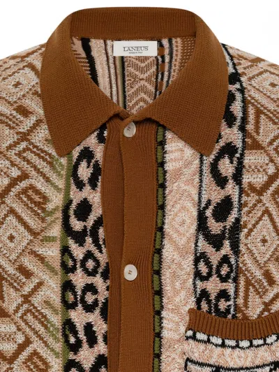 Laneus Patterned Knitted Shirt In Multi