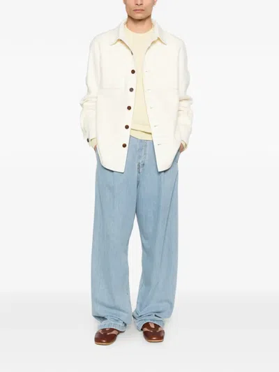 Bompard Pocket Button Overshirt In Neutral