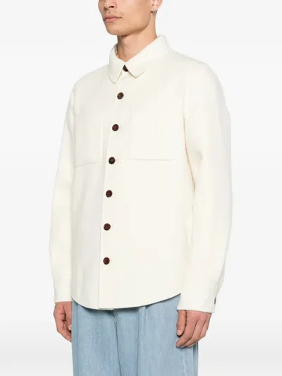 Bompard Pocket Button Overshirt In Neutral