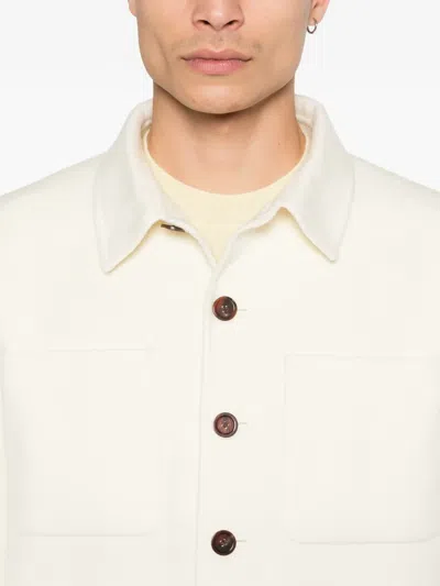 Bompard Pocket Button Overshirt In Neutral