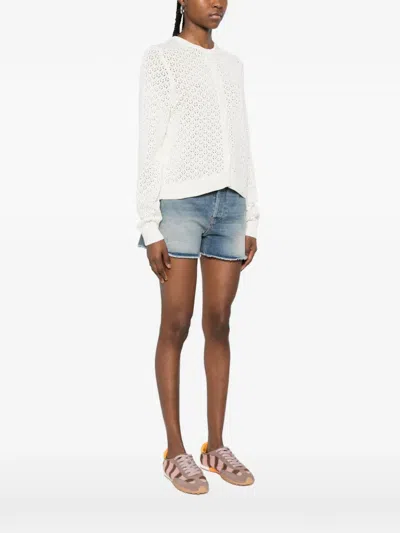 Bompard Pointelle Button Cardigan In Neutral