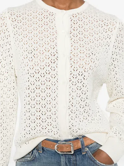 Bompard Pointelle Button Cardigan In Neutral