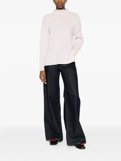 Bompard Ample Turtleneck Side Slits Sweater In Pink
