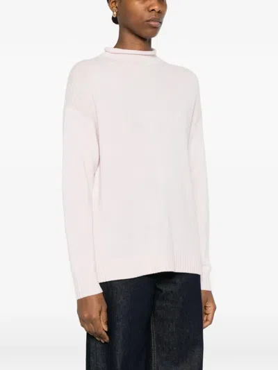 Bompard Ample Turtleneck Side Slits Sweater In Pink
