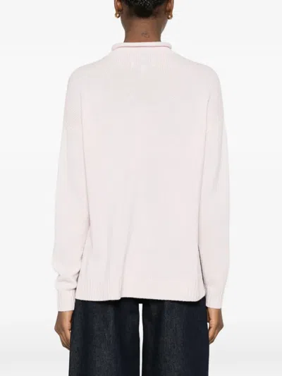 Bompard Ample Turtleneck Side Slits Sweater In Pink
