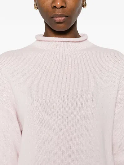 Bompard Ample Turtleneck Side Slits Sweater In Pink