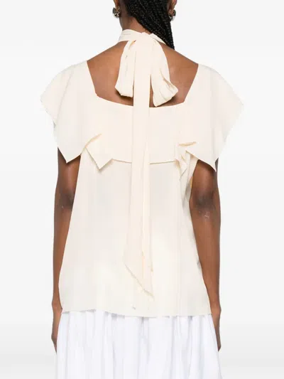 Lanvin Ruffled Tie Blouse In Neutral