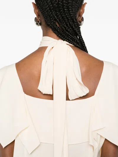 Lanvin Ruffled Tie Blouse In Neutral