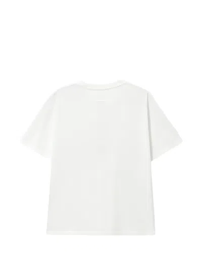 Mm6 Maison Margiela Logo Cotton Crew Neck Short Sleeve T-shirt In White