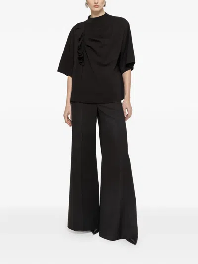 Nissa Ruffled Oversized Top In Metallic