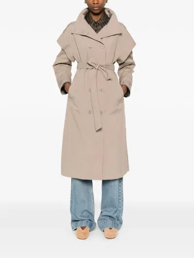 Herno Double-breasted Belted Coat In Metallic