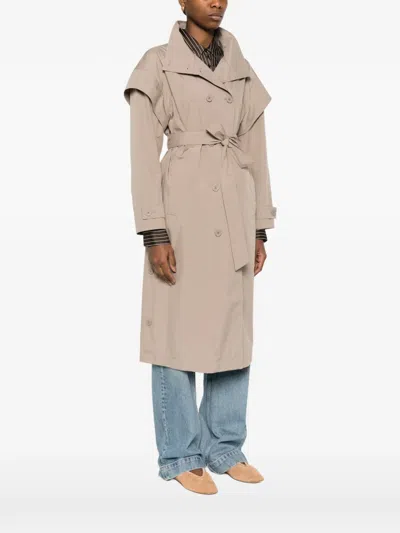 Herno Double-breasted Belted Coat In Metallic