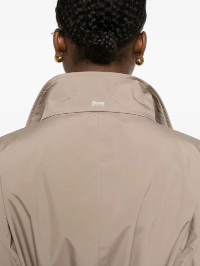 Herno Double-breasted Belted Coat In Metallic