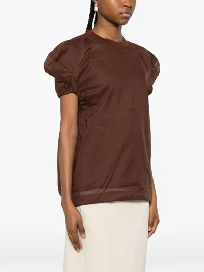 Plan C Gathered T-shirt In Brown