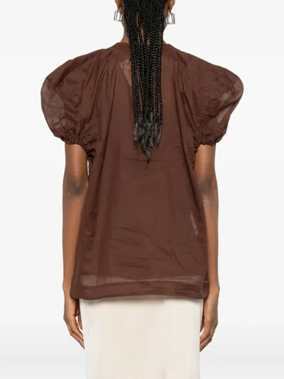 Plan C Gathered T-shirt In Brown