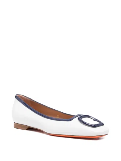 Santoni Square-toe Pumps In White