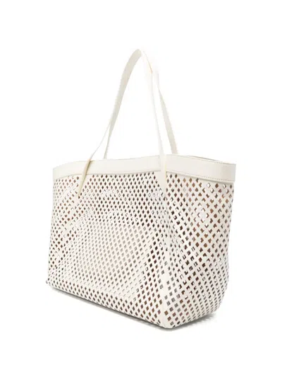 Twinset Openwork Tote Bag In Neutral