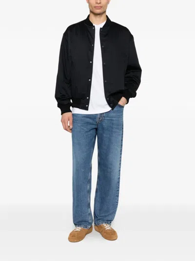 Maison Kitsuné Buttoned Bomber Jacket In Blue