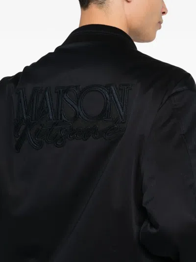 Maison Kitsuné Buttoned Bomber Jacket In Blue