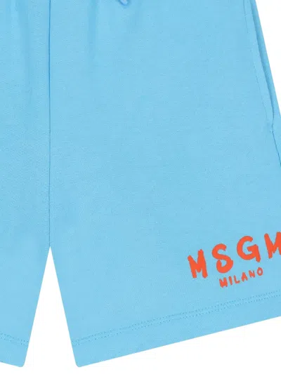 Msgm Logo-detail Shorts In Blue