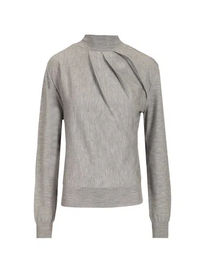 Givenchy Draped Wool-blend Turtleneck Sweater In Gray