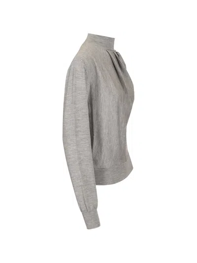 Givenchy Draped Wool-blend Turtleneck Sweater In Gray