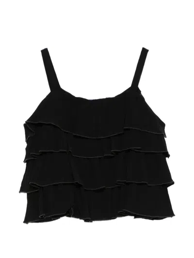 Balmain Ruffled Buttoned Top In Black