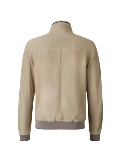 Moorer Button Zip Jacket In Neutral