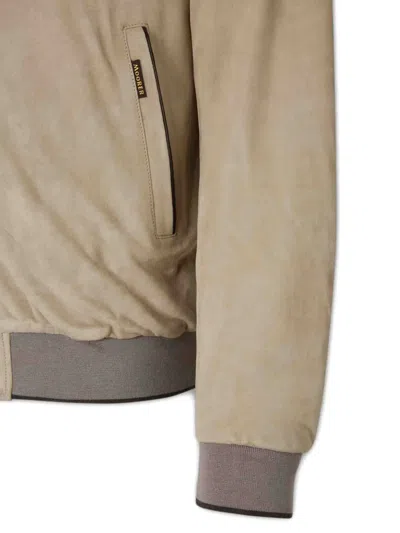 Moorer Button Zip Jacket In Neutral