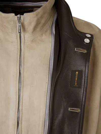 Moorer Button Zip Jacket In Neutral