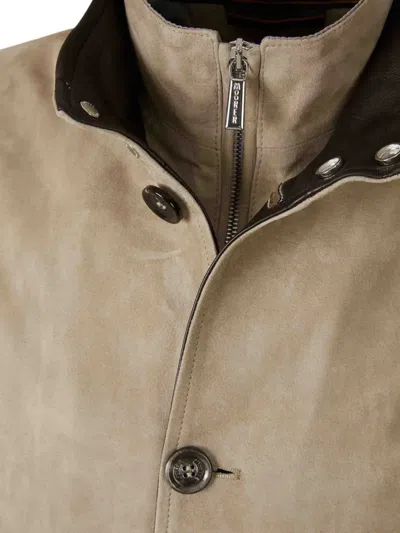 Moorer Button Zip Jacket In Neutral