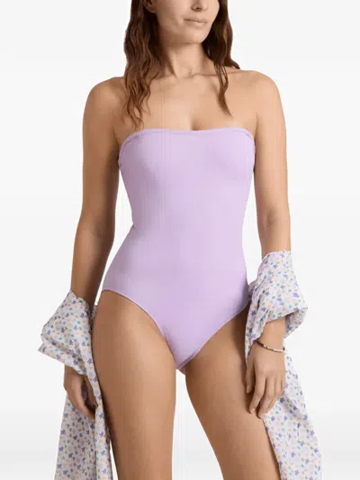 Vilebrequin Minimalist Solid Colour Swimsuit With Thin Straps In Purple