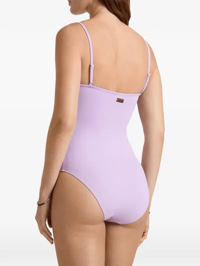 Vilebrequin Minimalist Solid Colour Swimsuit With Thin Straps In Purple