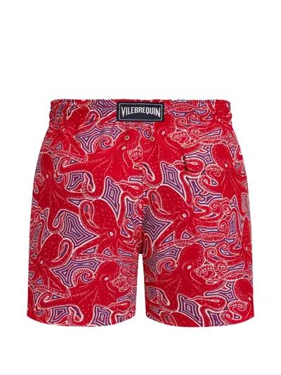 Vilebrequin Moorea Hypnoptocus Print Swim Shorts In Red