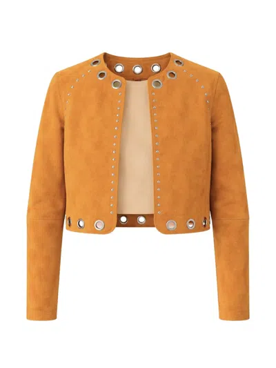 Zut Darby Studded Suede Jacket In Orange