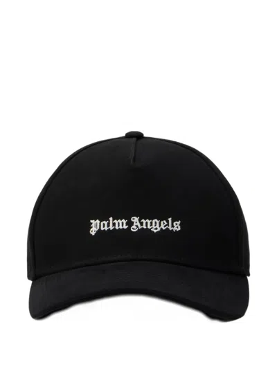 Palm Angels Logo Baseball Cap Curved Brim Design In Black