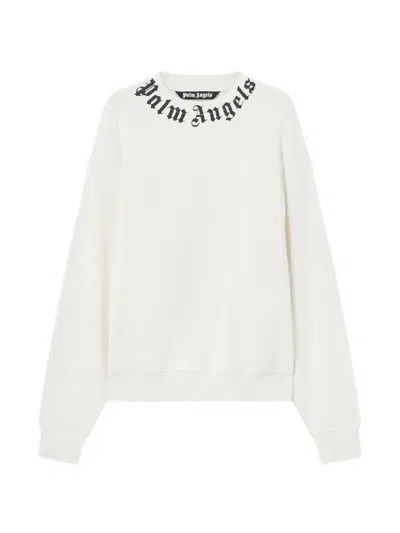 Palm Angels Relaxed-fit Cotton Sweatshirt With Signature Print In White