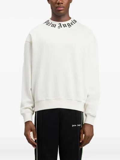 Palm Angels Relaxed-fit Cotton Sweatshirt With Signature Print In White