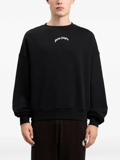 Palm Angels Men Black Back Curved Logo Sweatshirt, L Luxury Sweatshirts & Hoodies For Men Darveys
